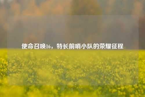 使命召唤16，特长前哨小队的荣耀征程