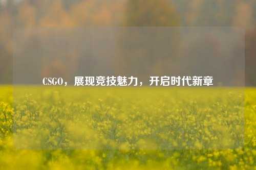 CSGO，展现竞技魅力，开启时代新章