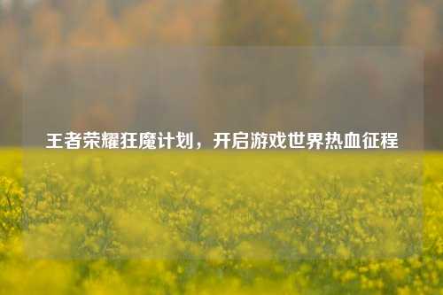 王者荣耀狂魔计划，开启游戏世界热血征程