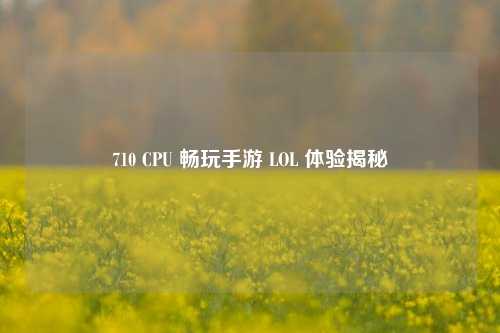 710 CPU 畅玩手游 LOL 体验揭秘