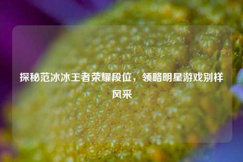 探秘范冰冰王者荣耀段位，领略明星游戏别样风采