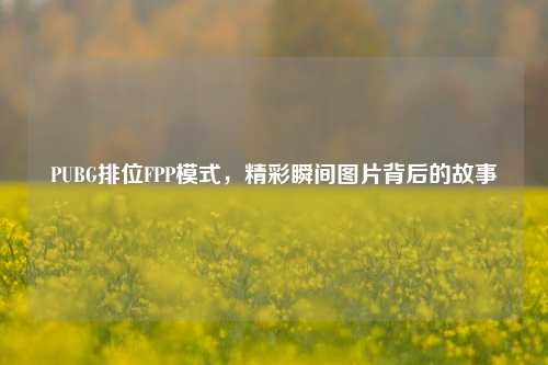 PUBG排位FPP模式，精彩瞬间图片背后的故事