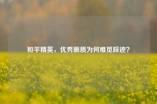 和平精英，优秀画质为何难觅踪迹？