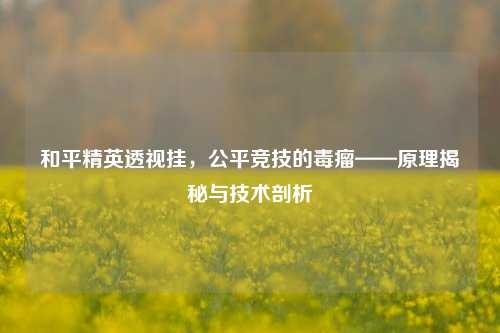 和平精英透视挂，公平竞技的毒瘤——原理揭秘与技术剖析