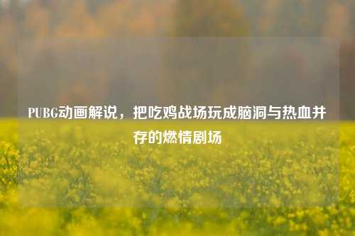 PUBG动画解说，把吃鸡战场玩成脑洞与热血并存的燃情剧场