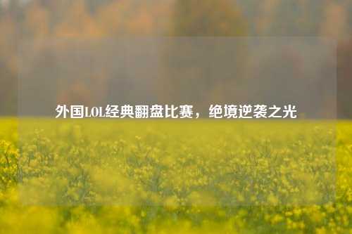 外国LOL经典翻盘比赛，绝境逆袭之光
