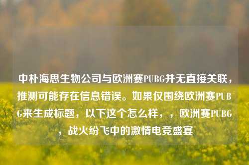中朴海思生物公司与欧洲赛PUBG并无直接关联，推测可能存在信息错误。如果仅围绕欧洲赛PUBG来生成标题，以下这个怎么样，，欧洲赛PUBG，战火纷飞中的***电竞盛宴