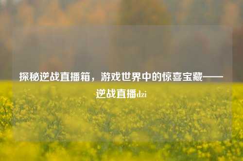 探秘逆战直播箱，游戏世界中的惊喜宝藏——逆战直播dzi