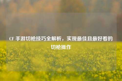 CF 手游切枪技巧全解析，实现更佳且更好看的切枪操作