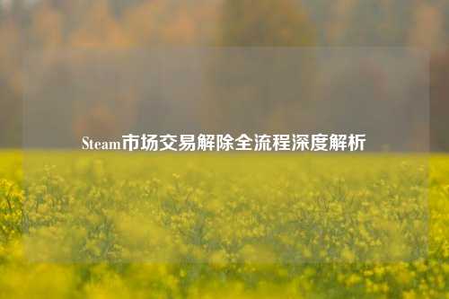 Steam市场交易解除全流程深度解析