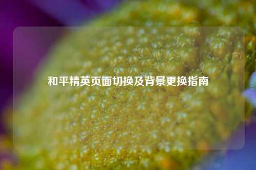 和平精英页面切换及背景更换指南