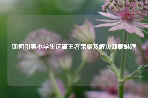 如何引导小学生远离王者荣耀及解决卸载难题