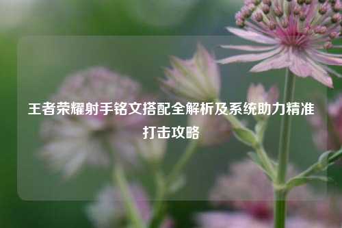 王者荣耀射手铭文搭配全解析及系统助力精准打击攻略